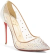 Christian Louboutin Follies Strass Pointy Toe Pump In White