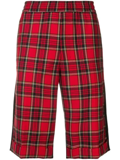 John Undercover Plaid Print Knee-length Shorts In Red