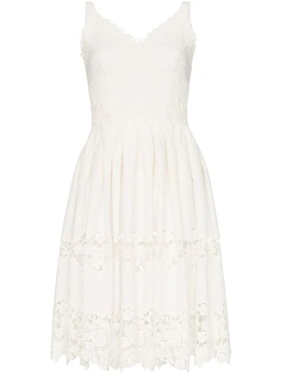 Dolce & Gabbana Abito Embroidered Sleeveless Dress In White