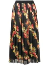 Ultràchic Fruit Pattern Pleated Skirt In Black