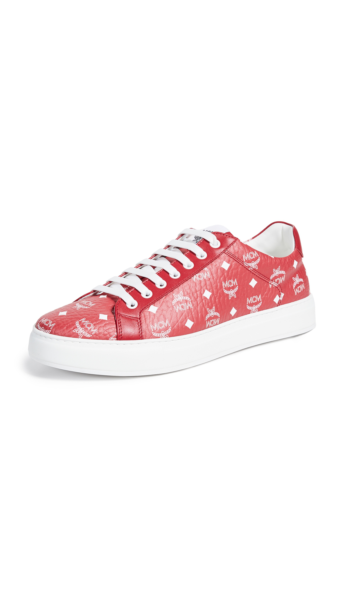 red mcm sneakers