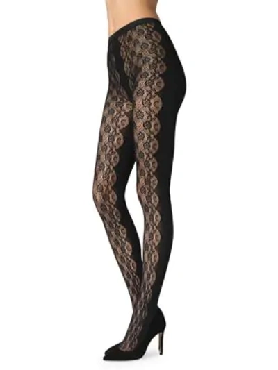 Fogal Kaila Floral Tights In Noir