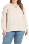 Vince Camuto Bubble Sleeve Crepe Blouse In Peach Bellini