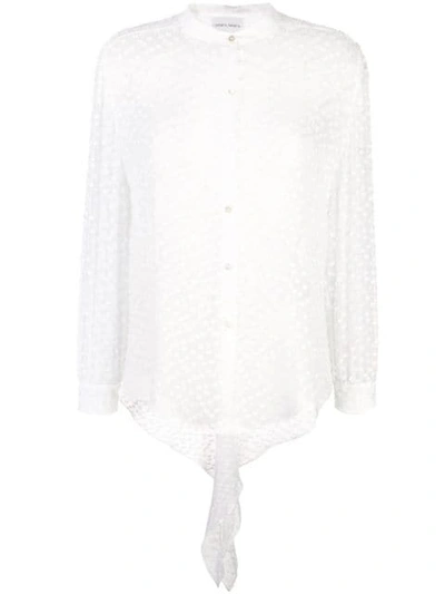 Carmen March Button Plumetti Blouse In White