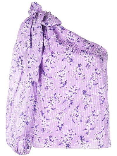 Ulla Johnson One Sleeve Floral Blouse In Purple