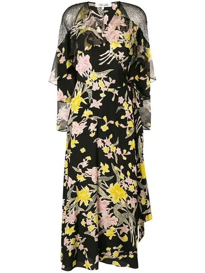 Diane Von Furstenberg Alice Floral Wrap Dress In Black