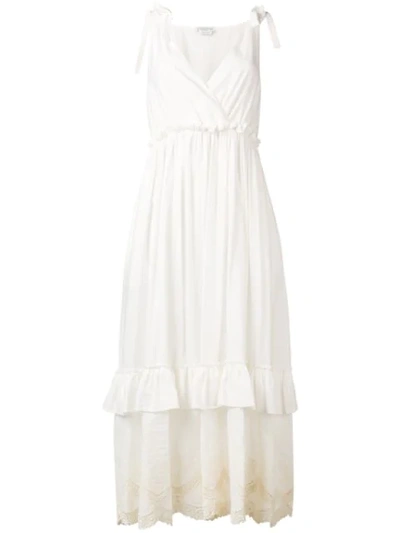 Ballantyne Long V-neck Dress In White