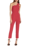 Adelyn Rae Brooklyn One-shoulder Jumpsuit In Berry