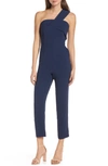 Adelyn Rae Brooklyn One-shoulder Jumpsuit In Navy