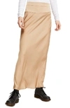 Free People Normani Bias Cut Satin Skirt In Gold