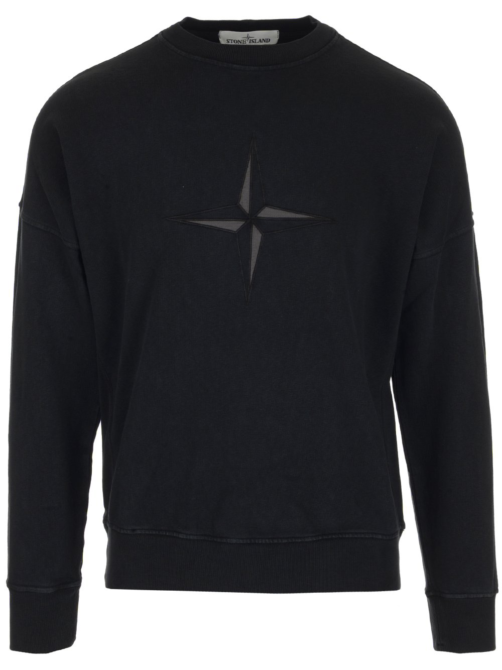 Stone Island Logo Embroidered Sweatshirt In Black | ModeSens