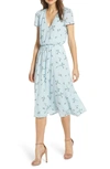 Wayf Blouson Dress In Sky Blue Floral