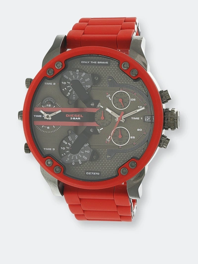 Diesel Men's Chronograph Mr. Daddy 2.0 Red Silicone Strap Watch 55x66mm Dz7370