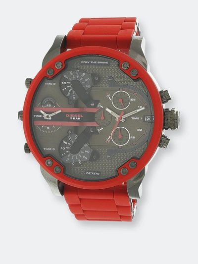 Diesel Men's Chronograph Mr. Daddy 2.0 Red Silicone Strap Watch 55x66mm Dz7370 In Red/ Gunmetal