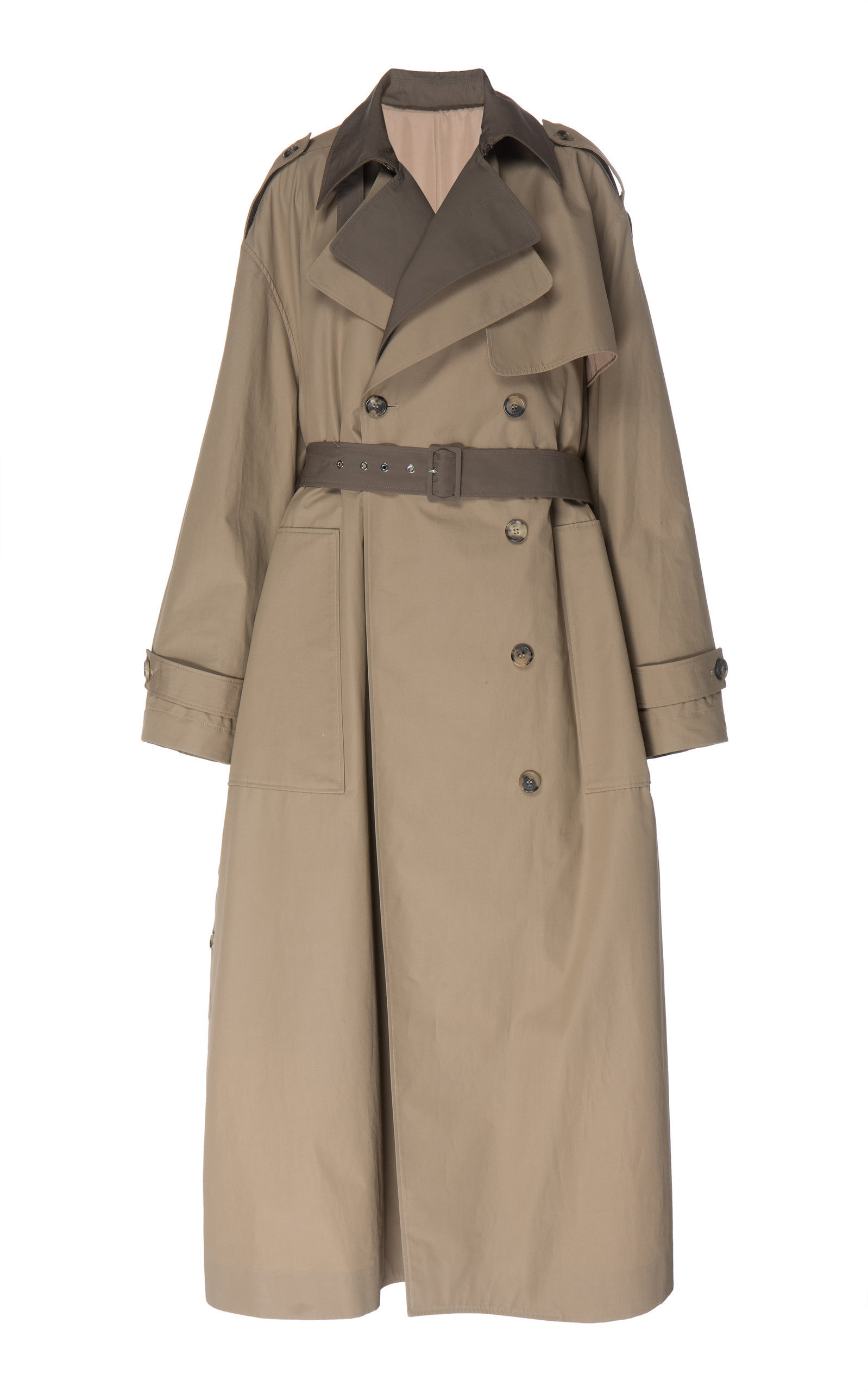 Rokh Double Layer Trench Coat In Neutral | ModeSens