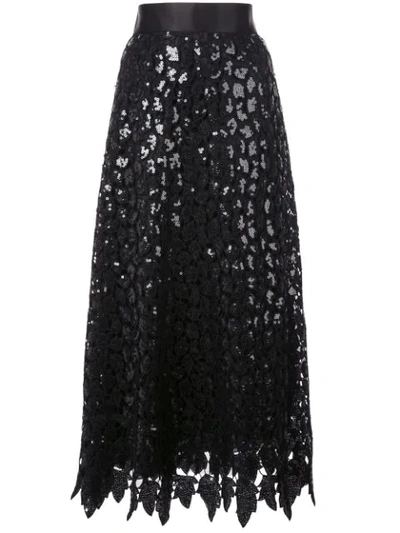 Marc Jacobs Semi-sheer Embroidered Tulle Skirt In Black