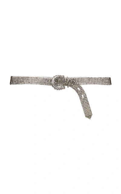 Etro Crystal-embellished Silver-tone Belt