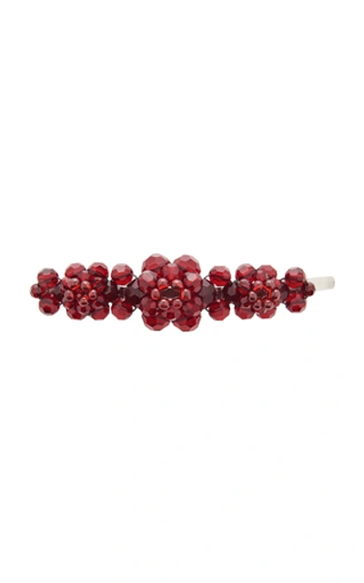 Simone Rocha Bead-embellished Glass Hairclip In Red