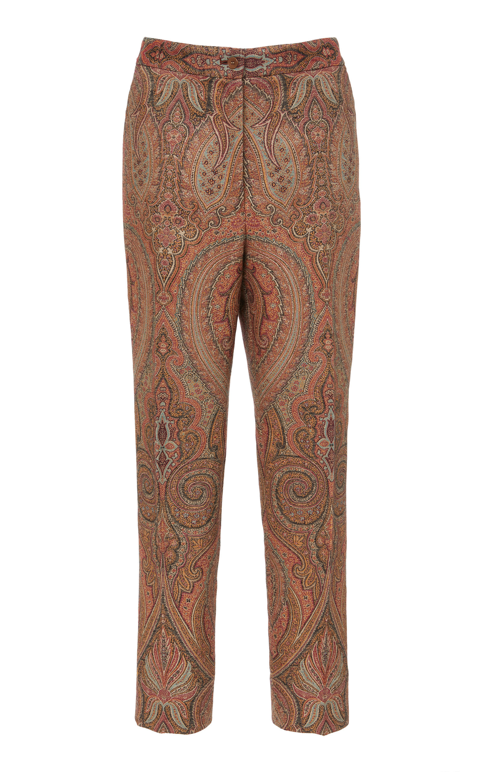 Etro Paisley Wool-silk Skinny Pants In Neutral | ModeSens