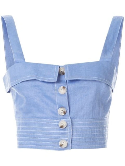 Suboo Buttoned Crop Top In Blue