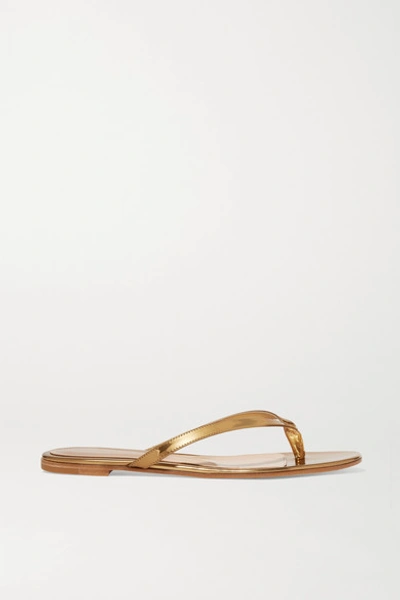 Gianvito Rossi Mirrored-leather Sandals In Gold