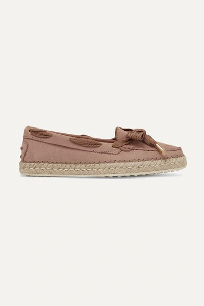 Tod's Gommino Bow-detailed Nubuck Espadrilles In Nude