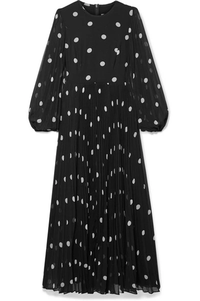 Zimmermann Sunray Pleated Polka-dot Georgette Maxi Dress In Black