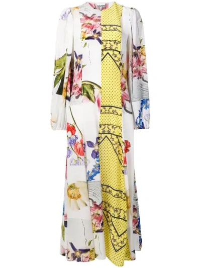 Ganni Hemlock Printed Silk-blend Chiffon Midi Dress In Multi