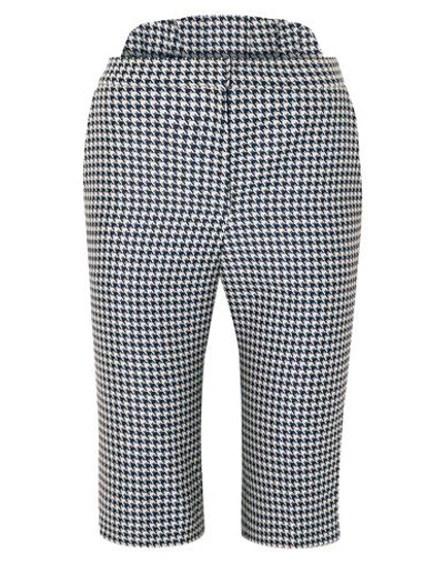 Pushbutton Houndstooth Jacquard Shorts In Blue