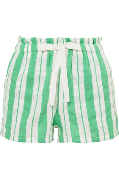 Lemlem + Net Sustain Doro Striped Cotton-blend Gauze Shorts In Light Green