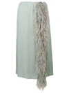 Prada Feather-trimmed Silk-georgette Skirt In Blue