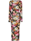Dolce & Gabbana Floral-print Stretch-tulle Maxi Dress In Hnt62 Fiori Fdo Nero