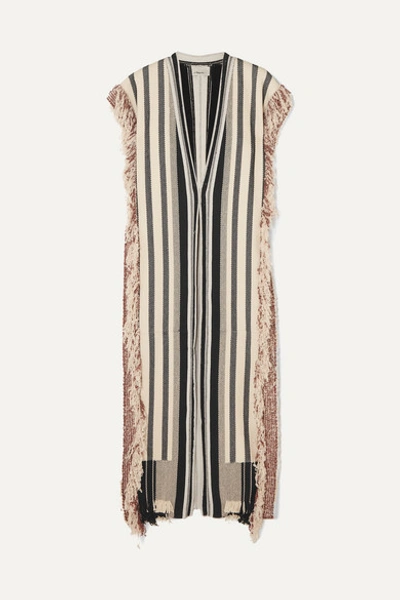 3.1 Phillip Lim / フィリップ リム Fringed Striped Cotton-blend Robe In Ecru