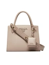 Prada Monochrome Logo Tote Bag In Beige