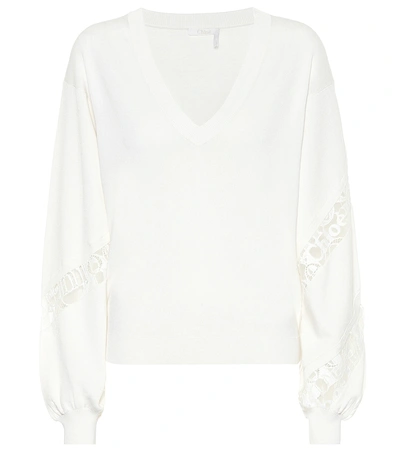 Chloé Silk And Cotton Sweater In White