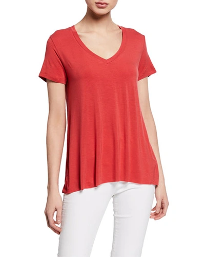 Majestic Extrafine Short-sleeve V-neck Swing Tee In Cardinal Red