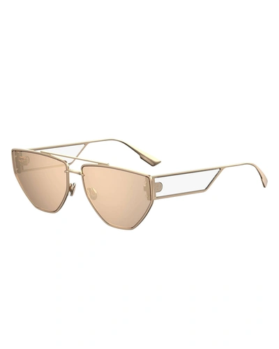 Dior Clan2 Metal Rectangle Sunglasses In Rose Gold/gold