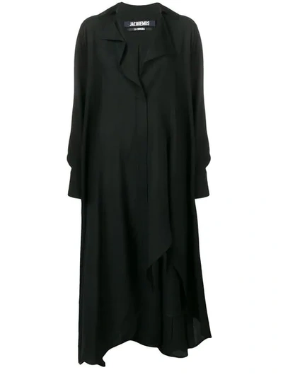 Jacquemus Asymmetric Shirt Dress In Black