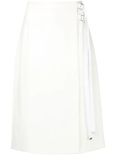 Tibi Anson Stretch A-line Belted Skirt In White