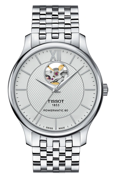 Tissot Tradition Bracelet Watch, 40mm In Silver/ Rose Gold
