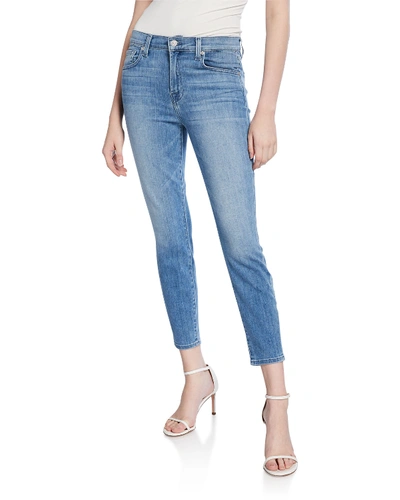 7 For All Mankind Roxanne Paper-bag-waist Skinny Jeans In Bright Bluejay