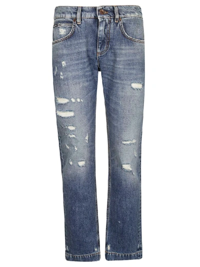 Dolce & Gabbana Logo Patch Jeans In Blue