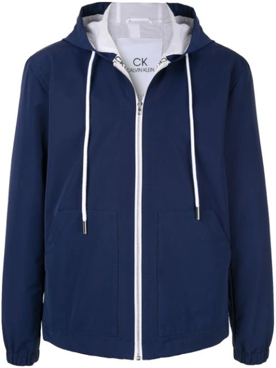 Ck Calvin Klein Contrast Detail Hooded Jacket In Blue