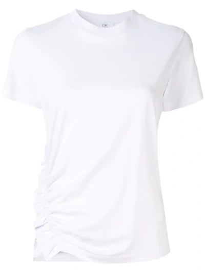 Ck Calvin Klein Asymmetrical Rouche T-shirt In White