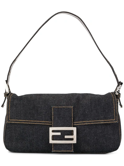 Fendi Vintage 古着mamma Baguette牛仔单肩包- 蓝色In Black | ModeSens