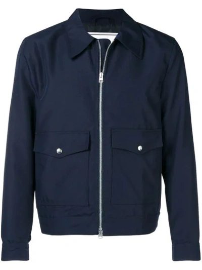 Ami Alexandre Mattiussi Patch Pockets Zipped Jacket In Blue