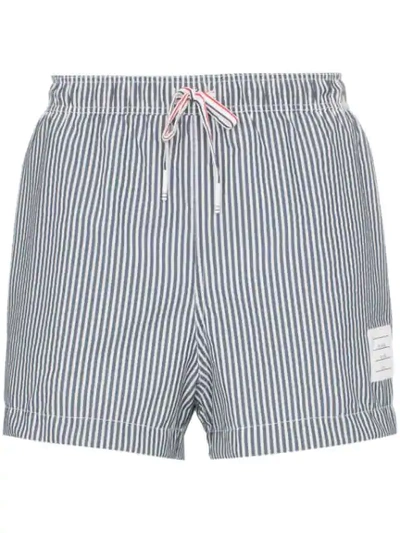 Thom Browne Striped Swimshorts In Blue