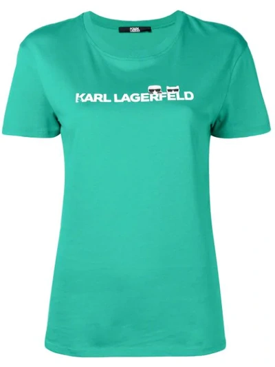 Karl Lagerfeld Ikonik Logo T-shirt In Green