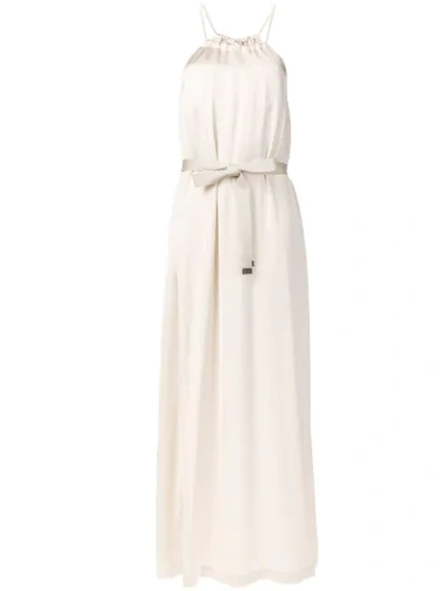 Peserico Bow Tie Maxi Dress In White