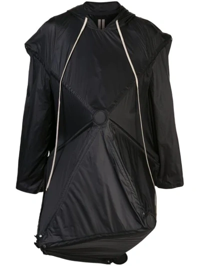 Rick Owens Deconstructed Umbrella Coat In Black